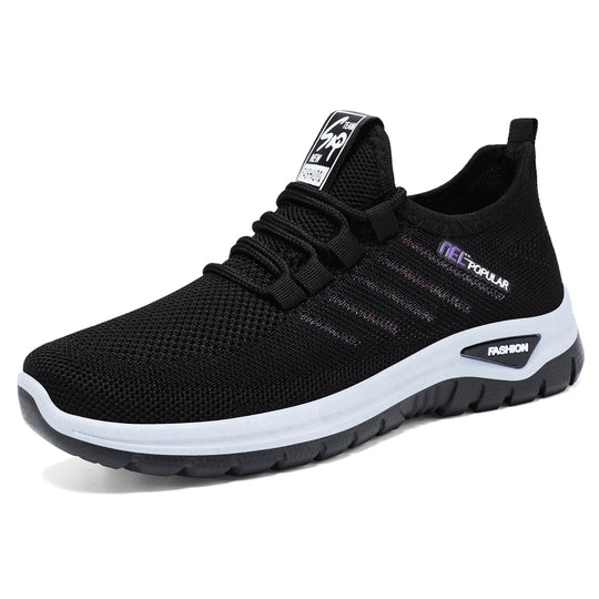 Damen nan ultraleichter Strick-Sport-Sneaker mit Elastikeinstieg, stoßdämpfender Plateau-Zwischensohle und griffiger Profillaufsohle EB