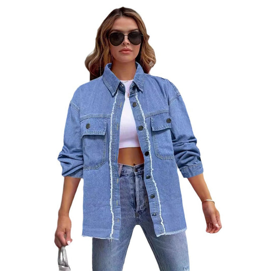 Damen Jeansjacke mit lässigem Schnitt und großen Taschen EB