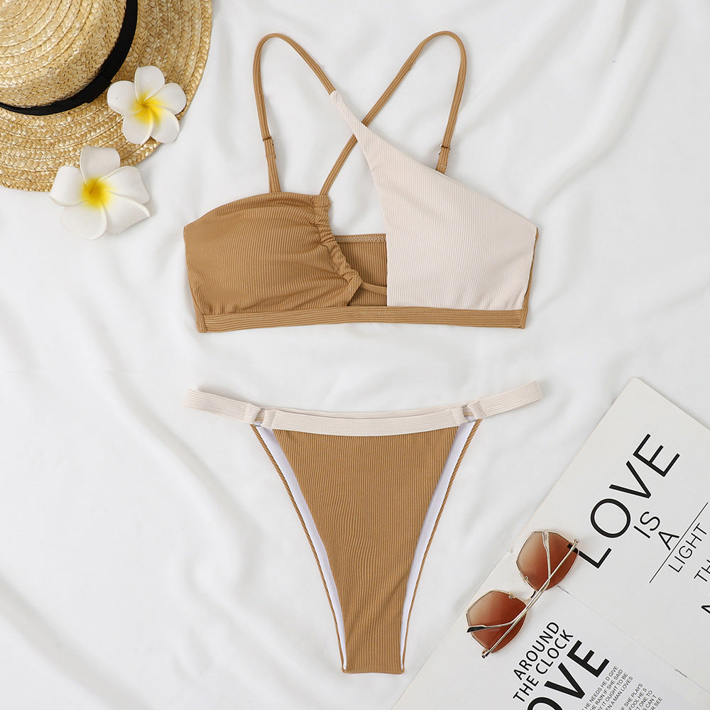 Damen Zweiteiliges Bikini-Set mit asymmetrischem Design EB