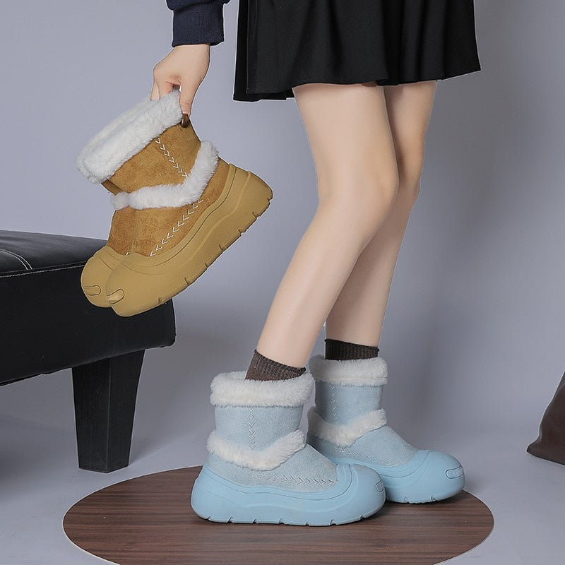 Damen Winterstiefel mit wärmendem Kunstfellkragen und rutschfester Sohle EB