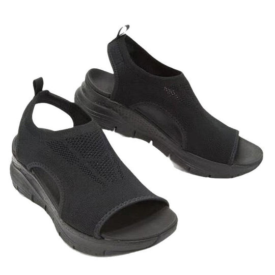 Damen sportliche Sandalen mit atmungsaktivem Strick-Obermaterial EB