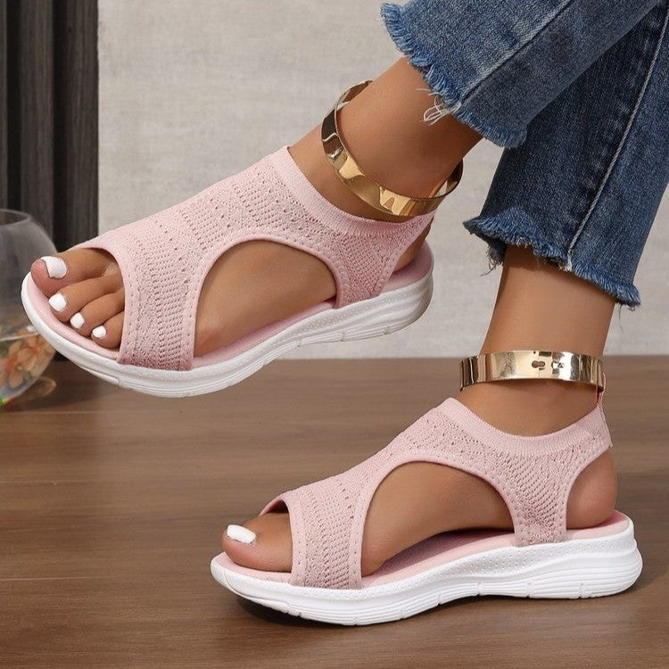 Damen Sportliche Strick-Sandalen mit atmungsaktivem Obermaterial und dämpfender Laufsohle EB