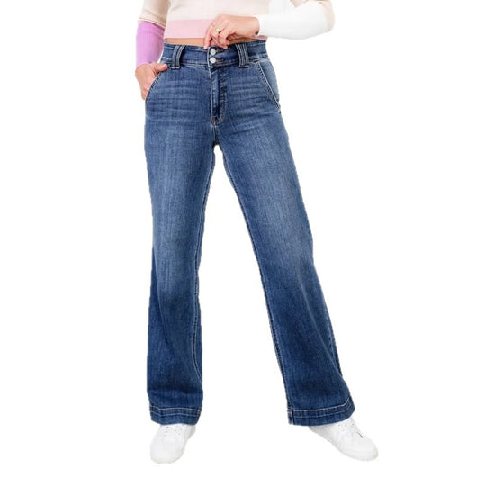 Damen Hochtaillierte Jeans im lässigen Vintage-Stil EB