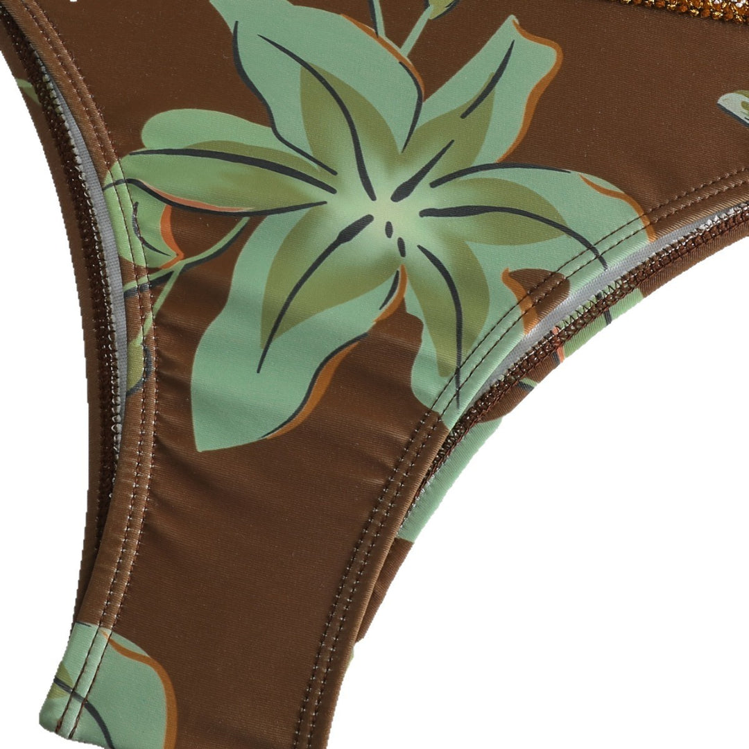 Damen Triangel-Bikini mit floralem Muster und komfortablem Tragekomfort EB