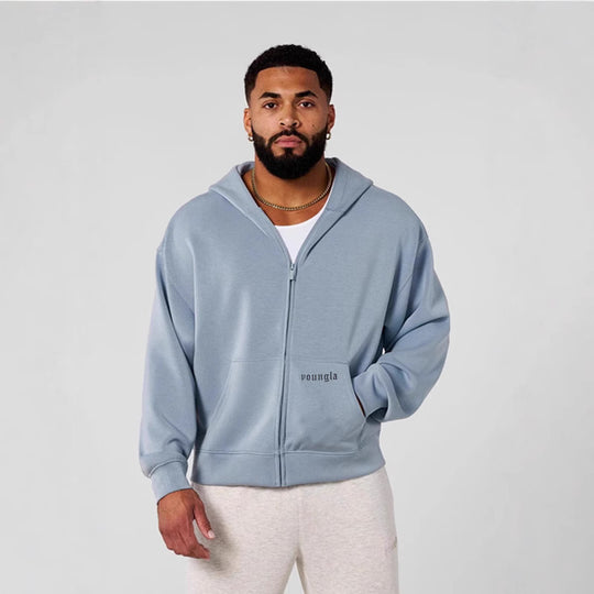 Herren Kapuzenpullover mit durchgehendem Reißverschluss und praktischen Taschen EB