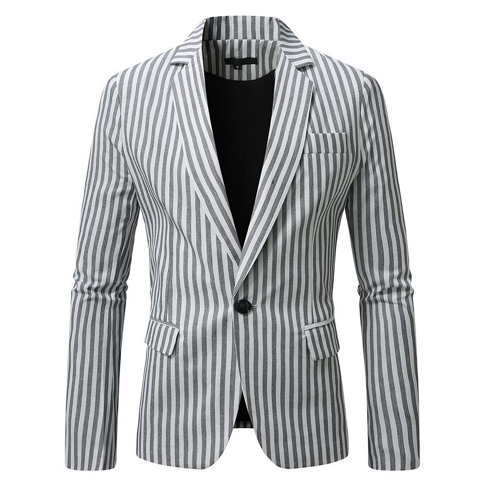 Herren nan gestreiftes Slim-Fit Sakko mit schmalem Revers und Single-Button EB