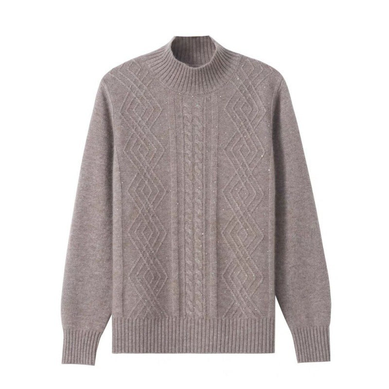 Damen Strickpullover mit Rippenstruktur und hochgeschlossenem Kragen EB