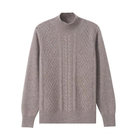Damen Strickpullover mit Rippenstruktur und hochgeschlossenem Kragen EB