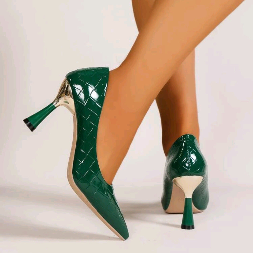 Damen elegante High Heel Pumps mit modernem Blockabsatz EB