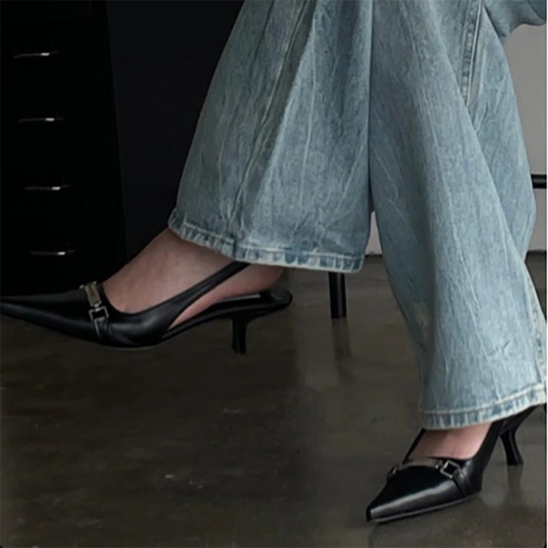 Damen Slingback Pumps mit zierlicher Schnallenverzierung EB