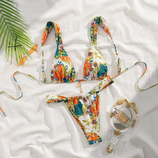 Damen Triangel-Bikini mit floralen Mustern EB