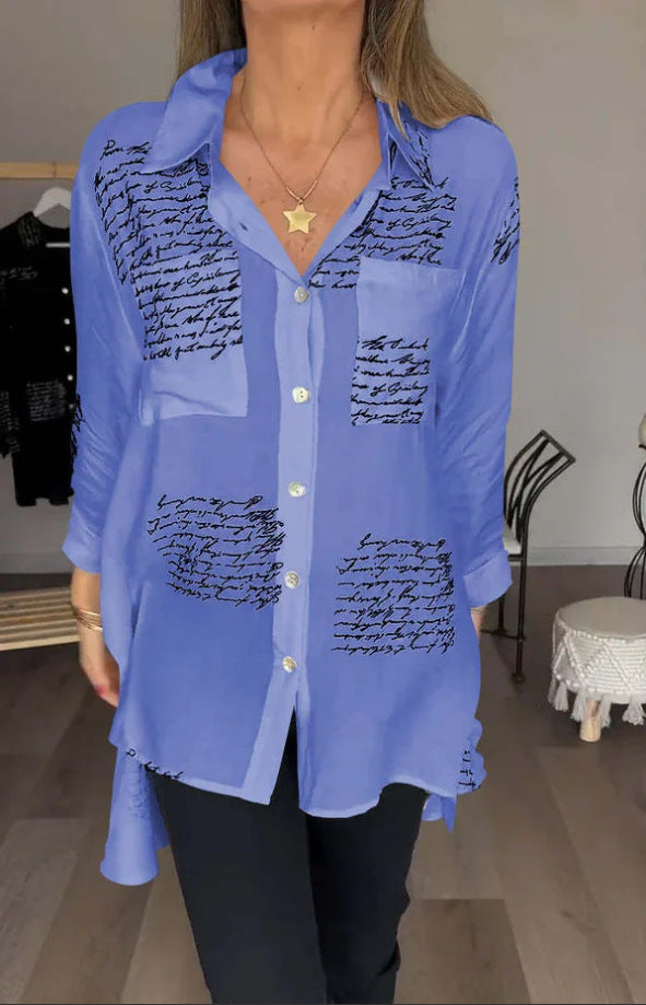 Damen Bluse mit modernem Schreibdesign und lockerer Passform EB