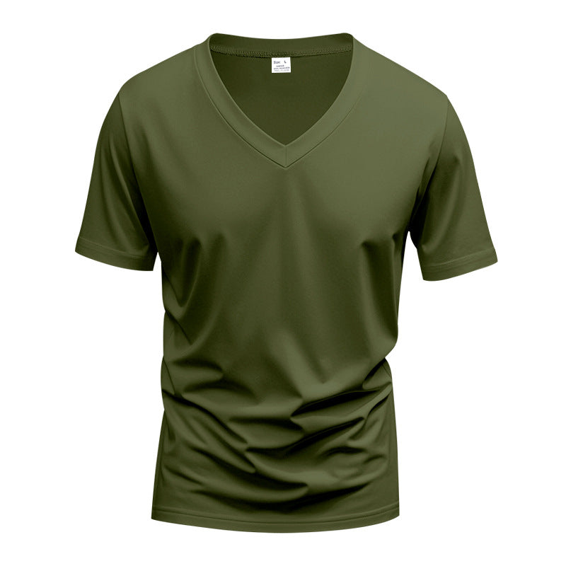 Herren V-Ausschnitt T-Shirt aus atmungsaktivem Baumwollmix mit modernem Schnitt EB