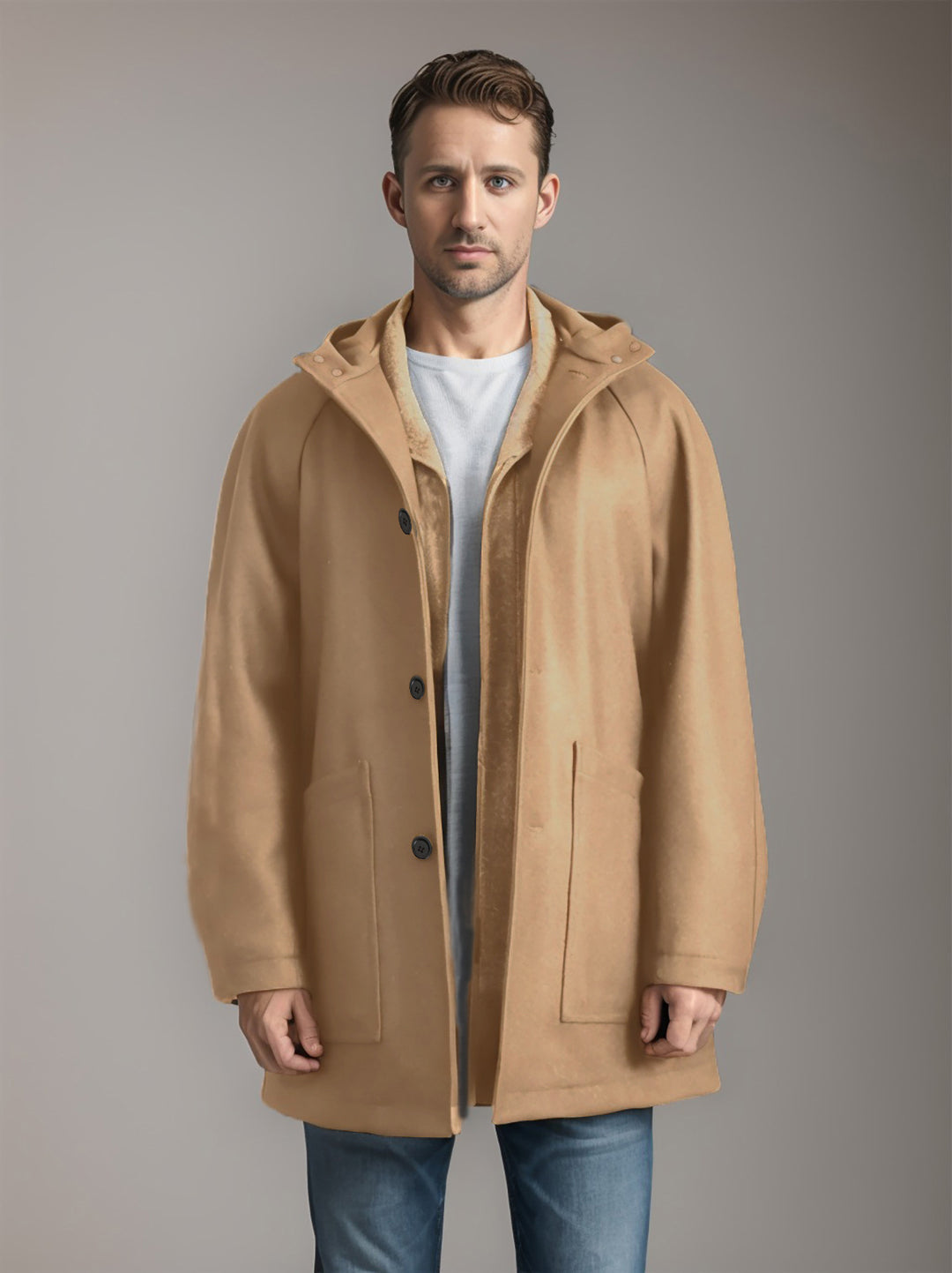 Herren Kapuzenmantel aus weichem Material EB