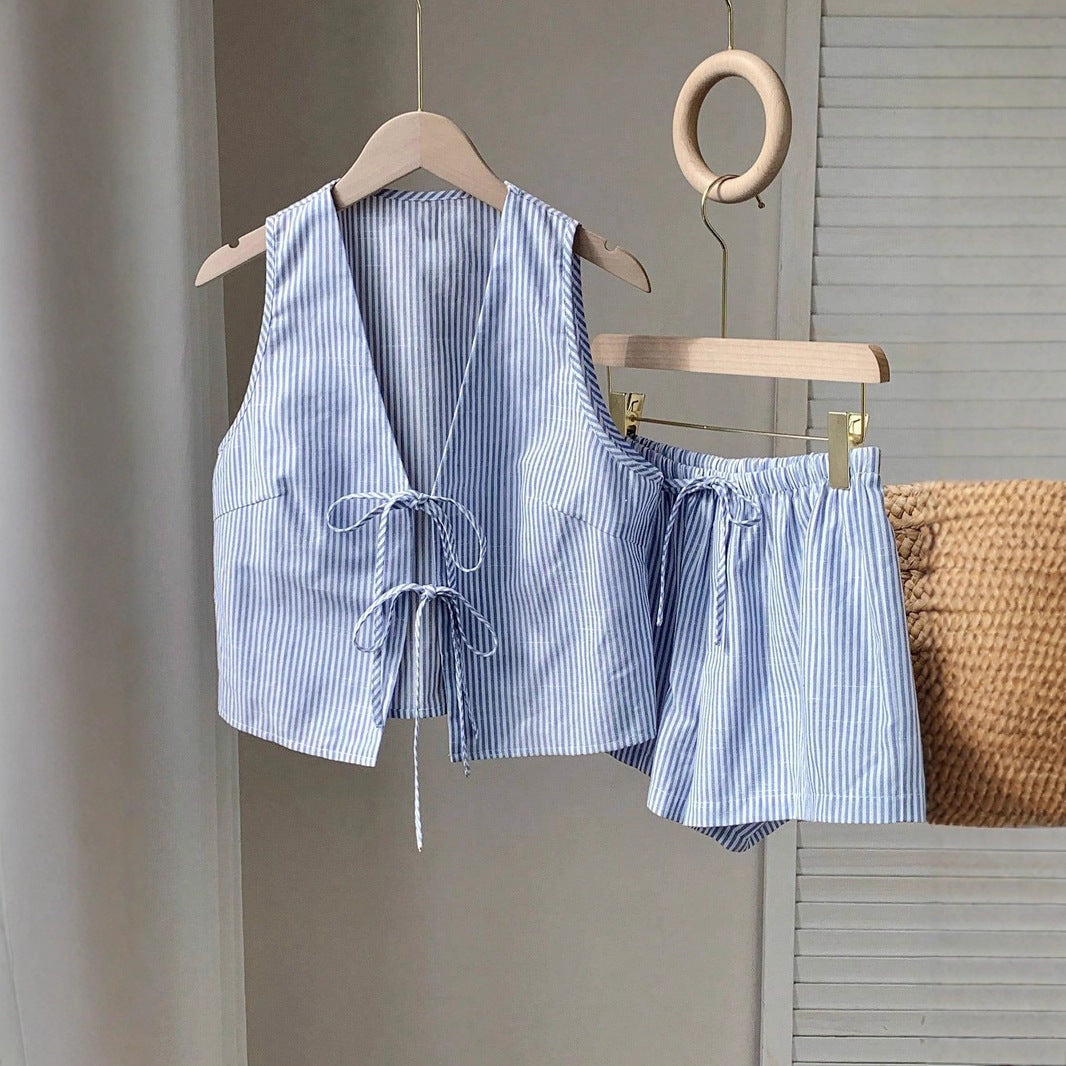 Damen Lässiges Zweiteiliges Set mit Bindegürtel EB
