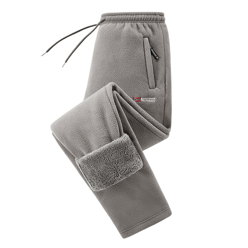 Herren Thermo-Fleece-Jogginghose mit umschlagbarem Sherpa-Bündchen, verdeckten Reißverschlusstaschen und elastischem Kordelbund EB