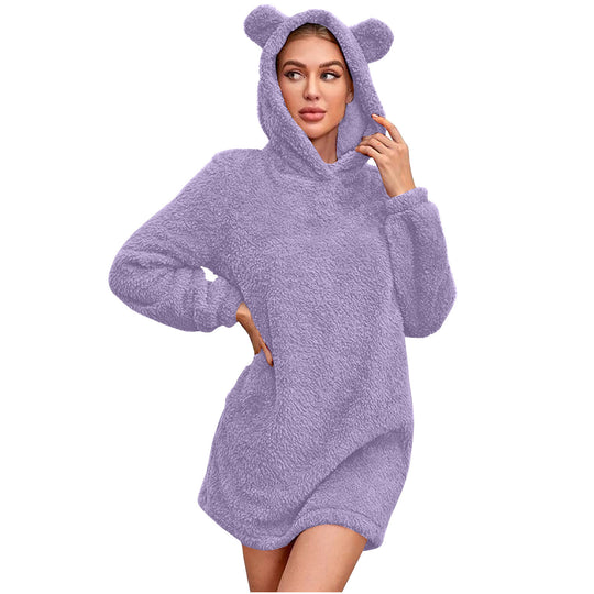 Damen Kuscheliger Hoodie mit Bärenohren EB