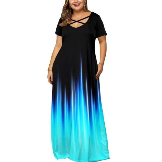 Damen Maxikleid mit stylischem Kreuz-Hals-Ausschnitt EB