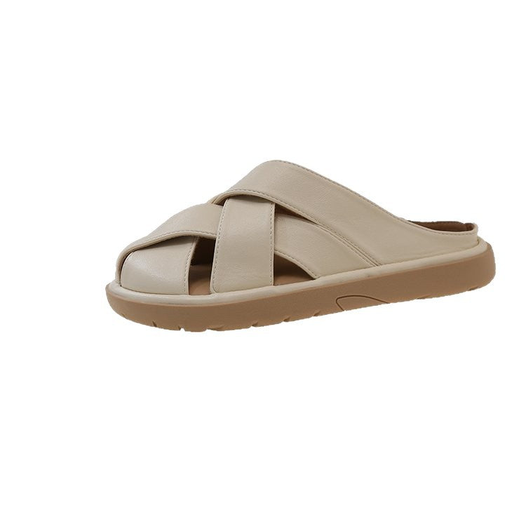 Damen bequeme Slipper mit elegantem Kreuzdesign und rutschfester Sohle EB