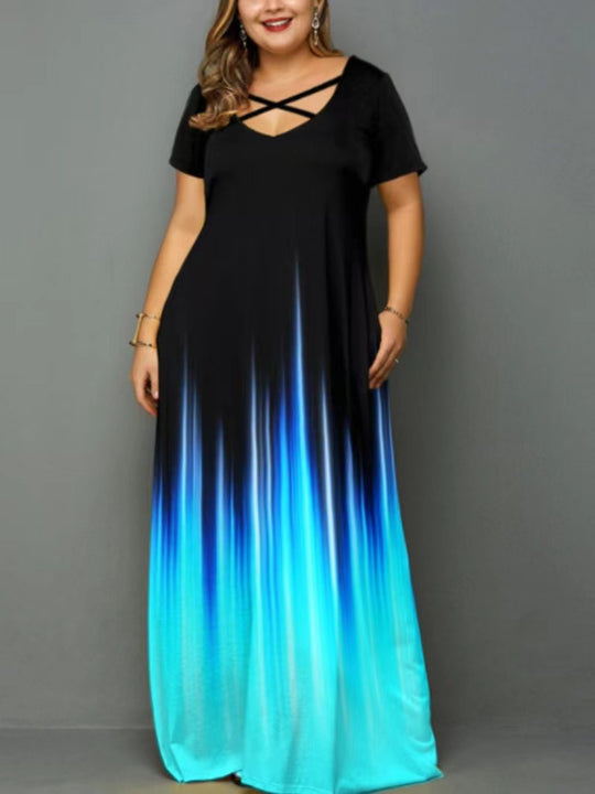 Damen Maxikleid mit stylischem Kreuz-Hals-Ausschnitt EB