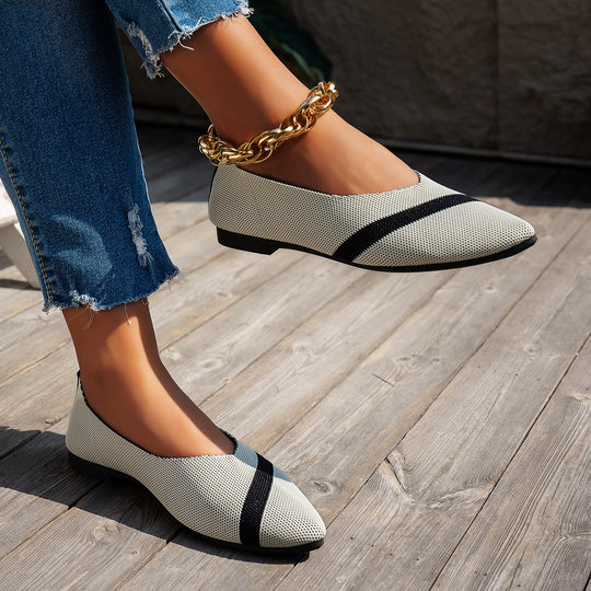 Damen spitze Sneaker mit luftiger Mesh-Oberfläche und modischen Riemen EB