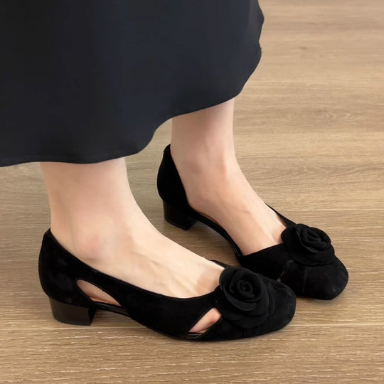 Damen Ballerina-Schuhe mit eleganter Blumendekoration und geschmackvollem Design EB