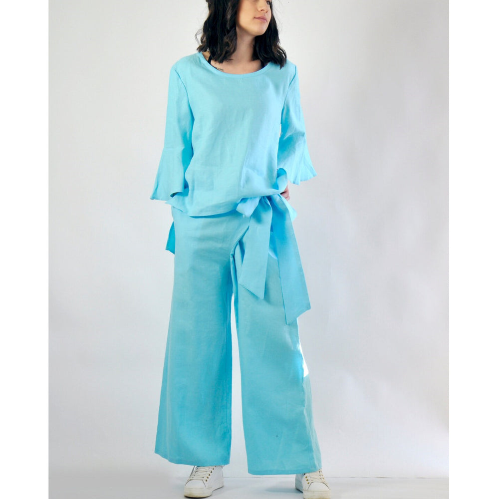 Damen lässiges Tunika- und Hose-Set mit eleganten Schößchen EB
