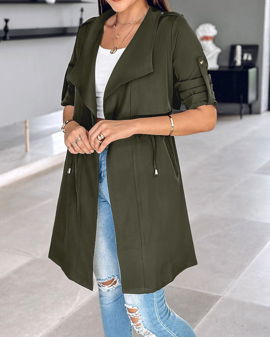 Damen Modische Trenchjacke mit lässigem Schnitt und praktischen Taschen EB