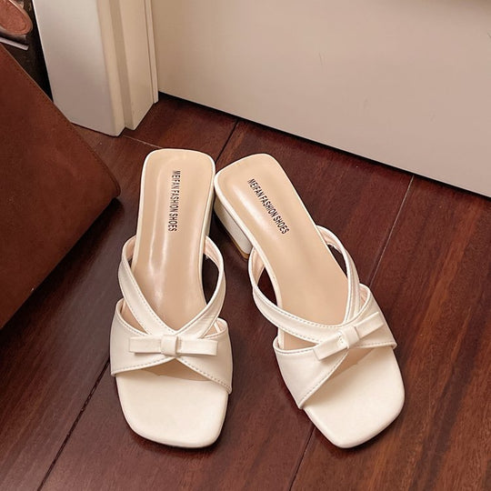 Damen elegante Slingback-Sandaletten mit dekorativem Schleifenakzent EB