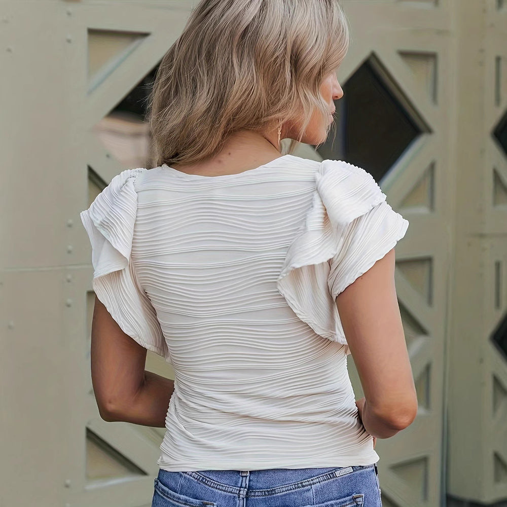 Damen Blusentop mit Rüschendetails und strukturiertem Design EB