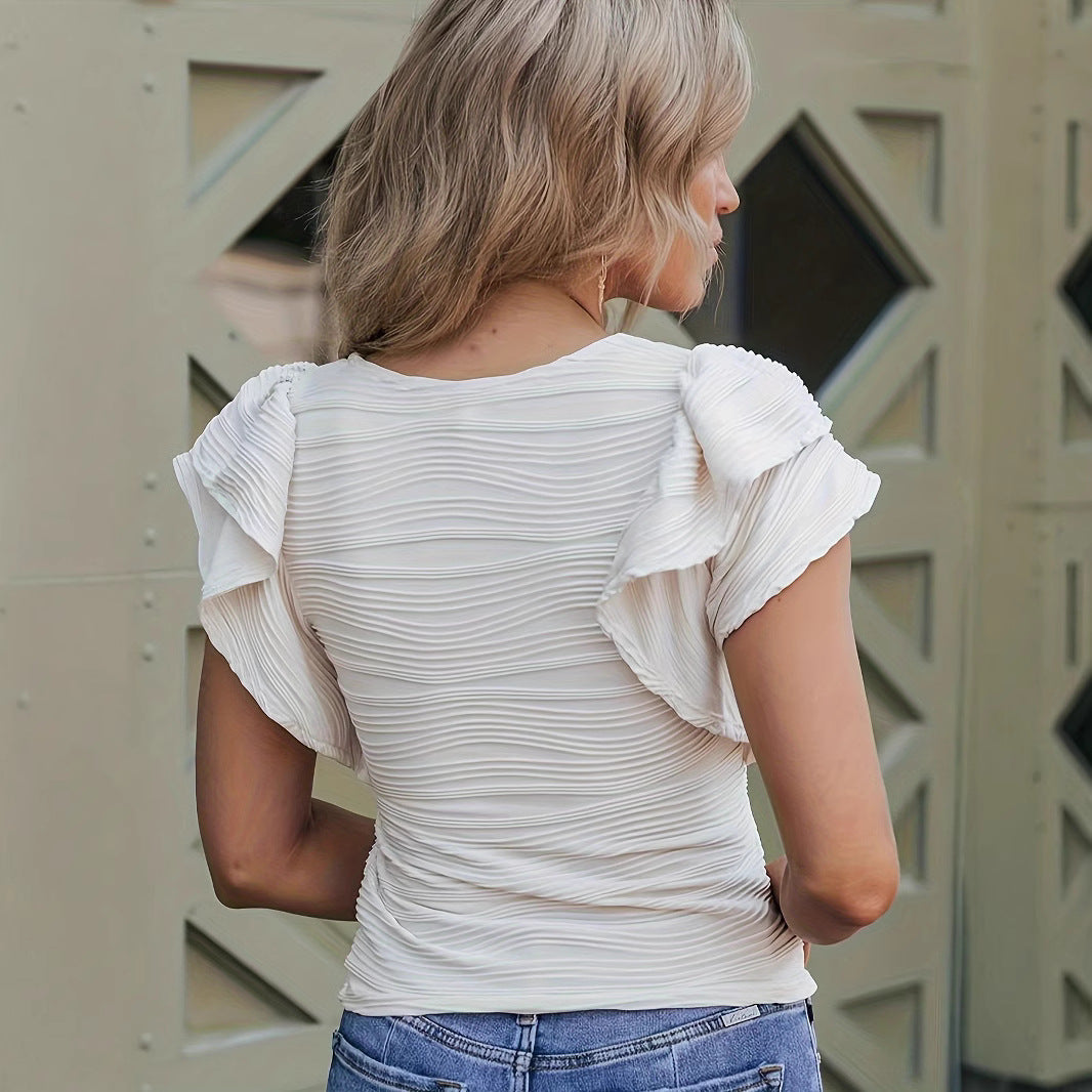 Damen Blusentop mit Rüschendetails und strukturiertem Design EB