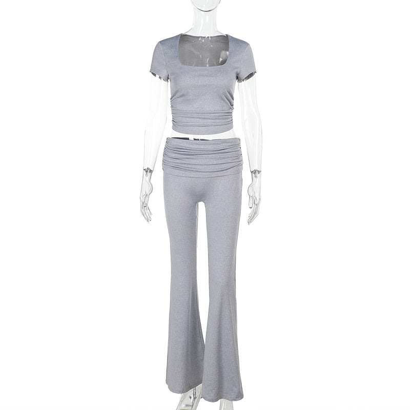 Damen figurbetonte Bluse mit Rüschendetails und Schnürung EB