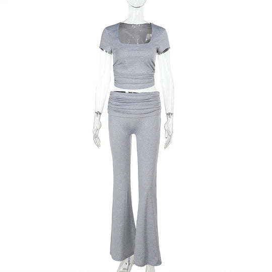 Damen figurbetonte Bluse mit Rüschendetails und Schnürung EB