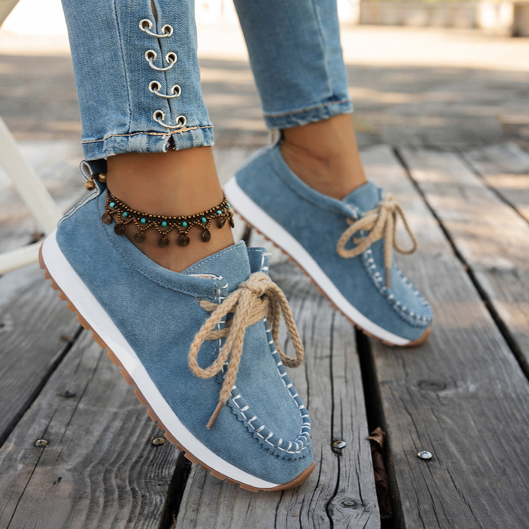 Damen Freizeit-Sneaker aus weichem Wildleder mit dekorativer Schnürung EB
