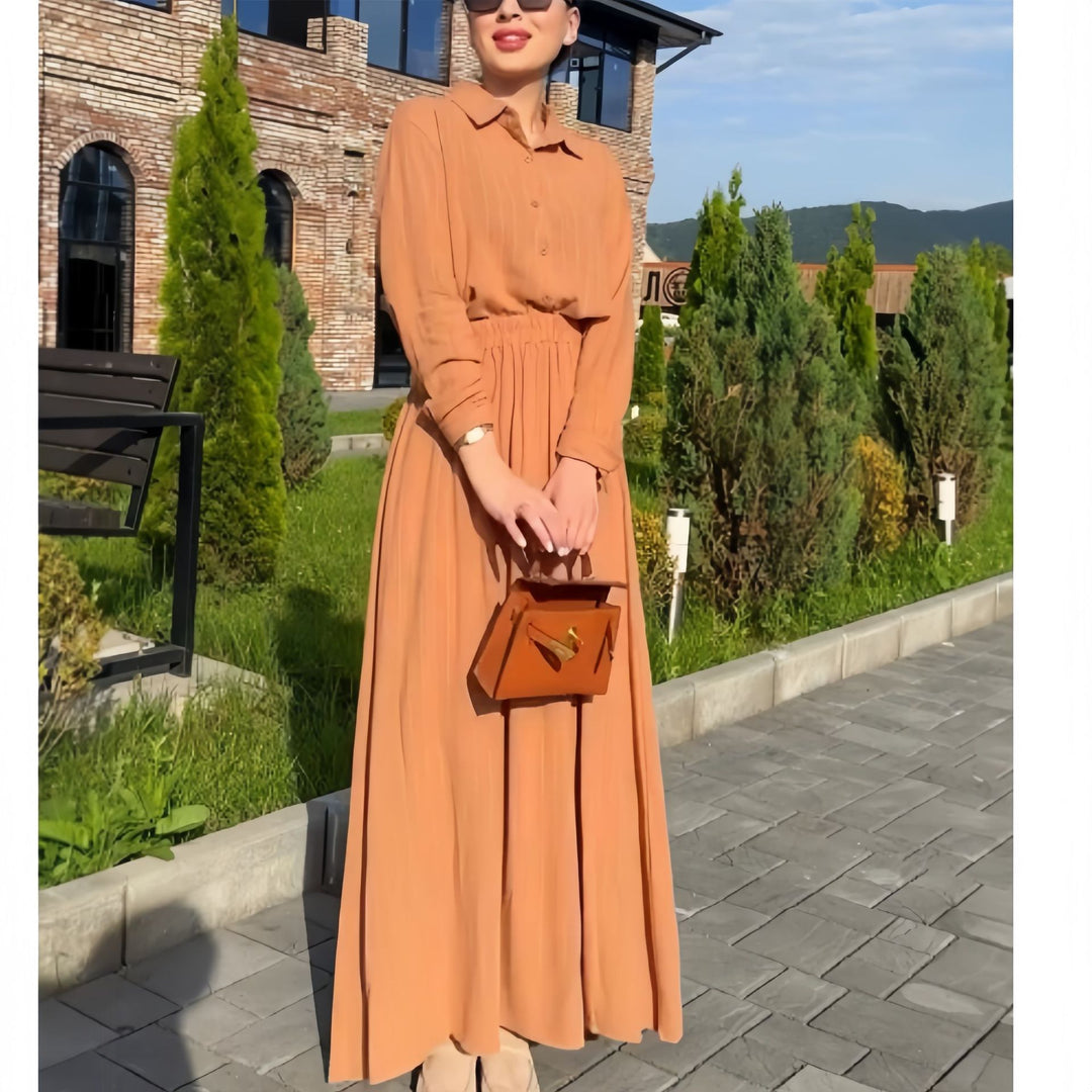 Damen Maxikleid mit tailliertem Schnitt und langem Arm EB