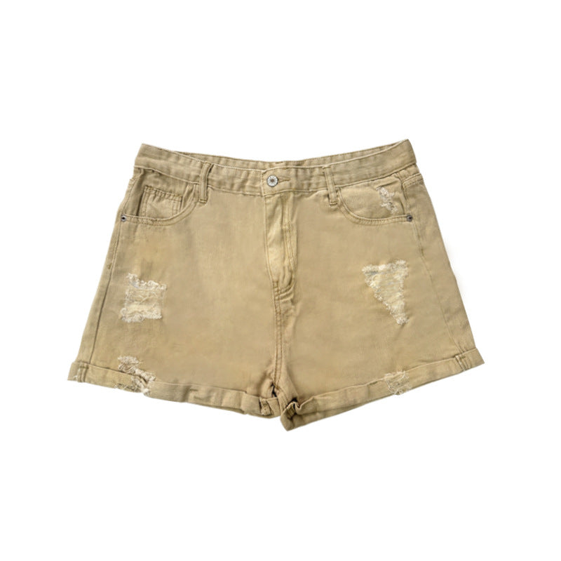 Damen Modische Destroyed Shorts aus Denim mit lässigem Schnitt und fransigen Details EB