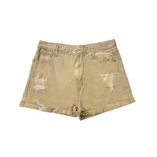 Damen Modische Destroyed Shorts aus Denim mit lässigem Schnitt und fransigen Details EB
