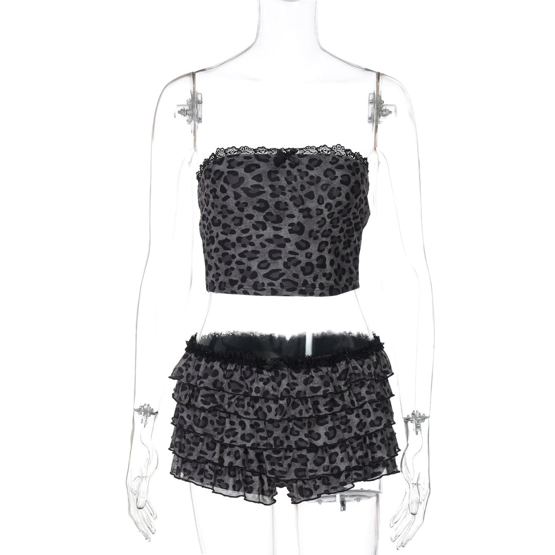 Damen Set aus luftiger Crop-Top und fransigen Shorts EB