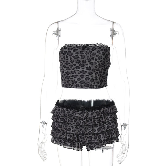 Damen Set aus luftiger Crop-Top und fransigen Shorts EB