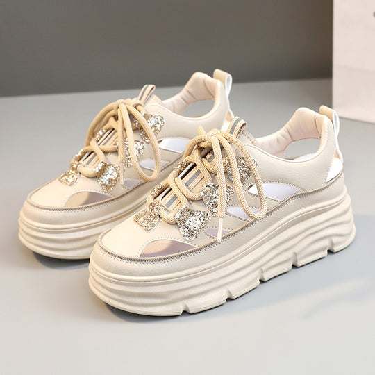 Damen Plattform Sneakers mit glitzernden Akzenten und innovativer Dämpfung EB