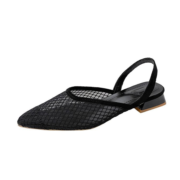 Damen Slingback Ballerinas mit Netzdesign und elegantem Blockabsatz EB