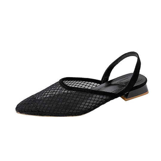 Damen Slingback Ballerinas mit Netzdesign und elegantem Blockabsatz EB
