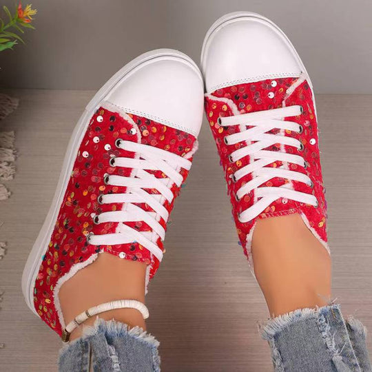 Damen Glitzernde Sneaker mit modischen Pailletten und lässigem Design EB