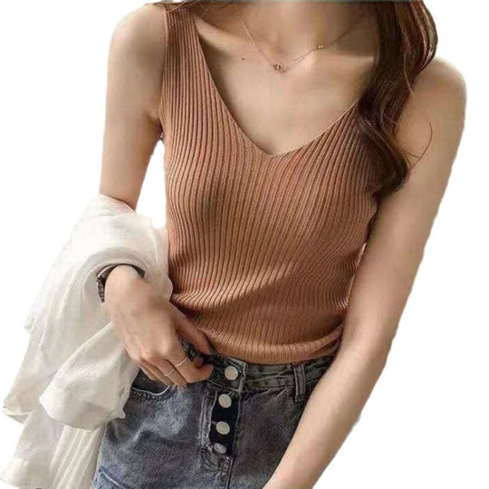 Damen Ripp V-Ausschnitt Tanktop EB