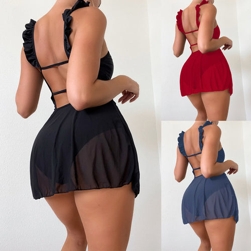 Damen Verspielter Badeanzug mit Rüschendetails EB