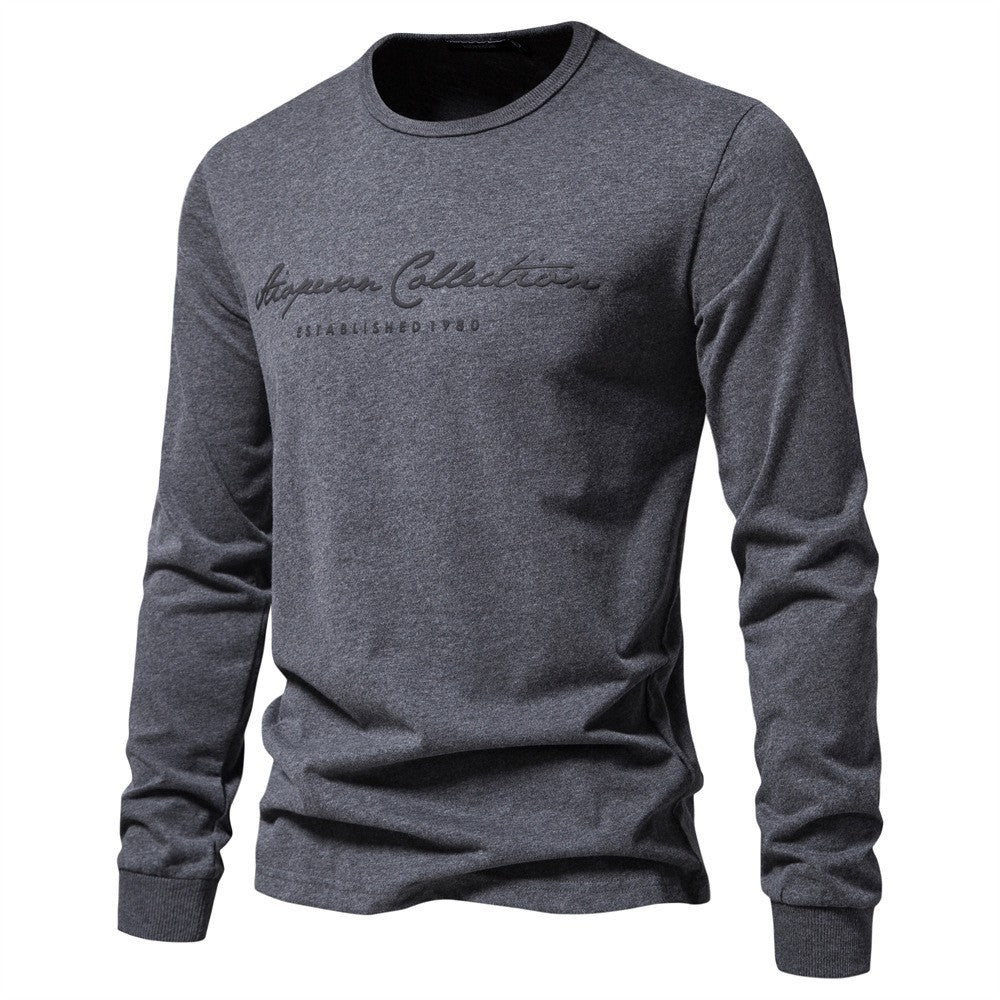 Herren nan minimalistisches Rundhals-Sweatshirt aus Baumwollmischung mit gerippten Bündchen EB