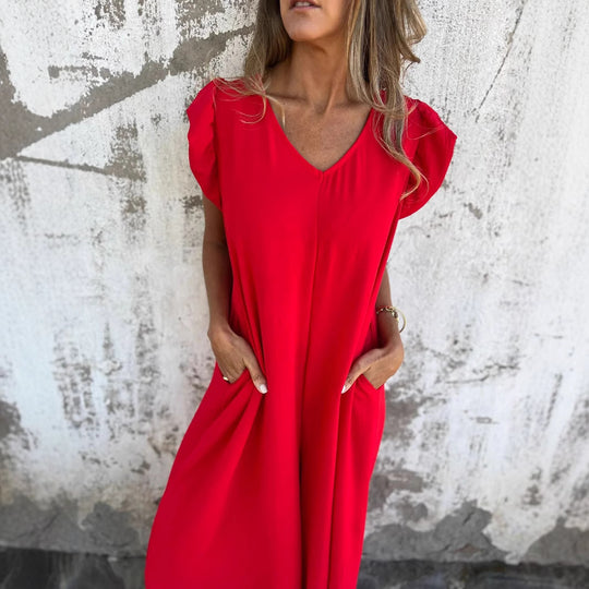 Damen Leichtes Maxikleid im modischen Leopardenlook mit Seitentaschen EB
