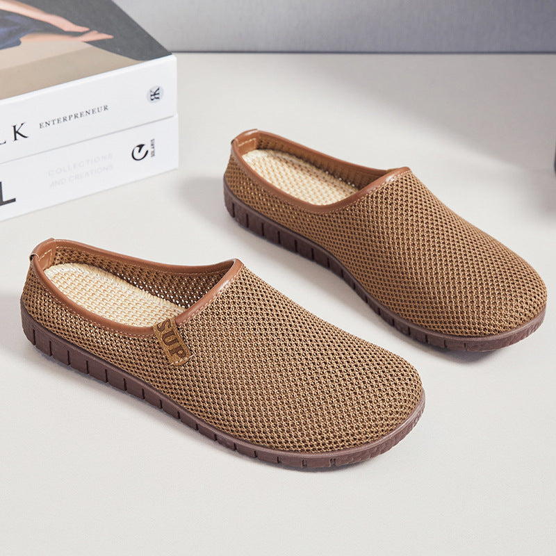Damen nan atmungsaktiver gestrickter Slipper mit gewebtem Komfortfußbett und flexibler Profilsohle EB