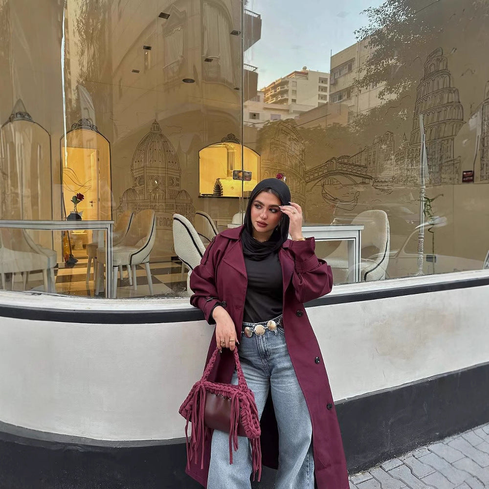 Damen trendiger Trenchcoat mit stilvollem Schnitt und praktischen Taschen EB