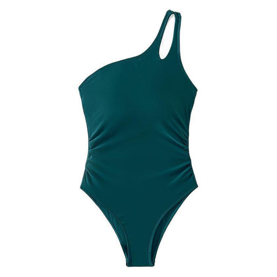 Damen asymmetrischer Einteiler Badeanzug mit stilvollem Cut-Out EB